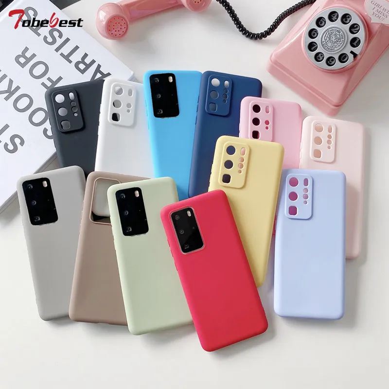 Candy Color Phone Case For Huawei P40 P30 P20 P10 Mate 30 20 10 Pro Lite Silicone Cases Soft TPU Colorful Matte Back Cover