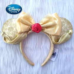 Disney Beauty And The Beast Princess Belle Headband Disneyland Mickey Minnie Ears Plush Headwear Children Toys Party Decoration