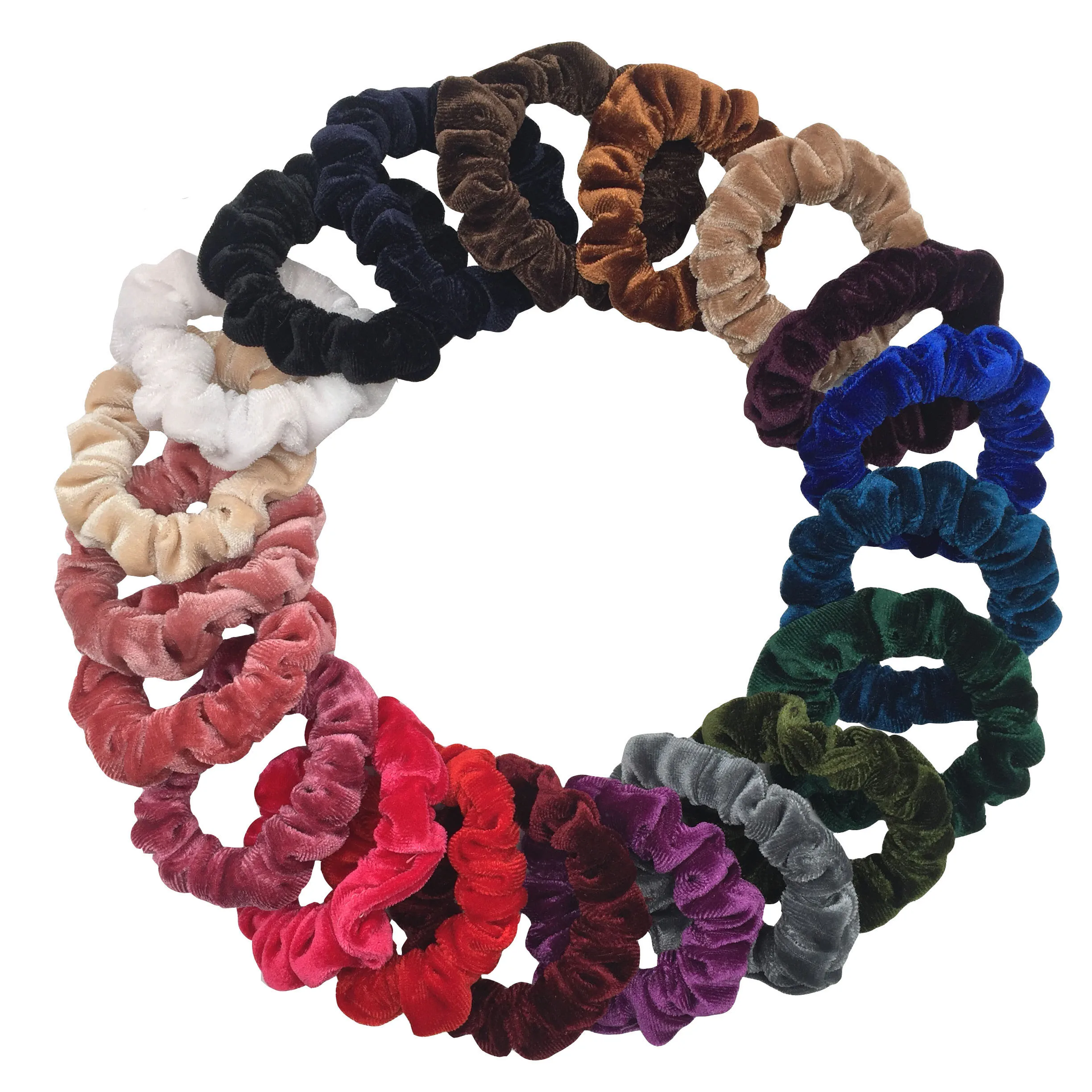 10pcs/lot Velvet Hair Scrunchies Pack Girl Elastic Hair Bands Headwear Ponytail Holder Set Hair Accessories Solid No Crease