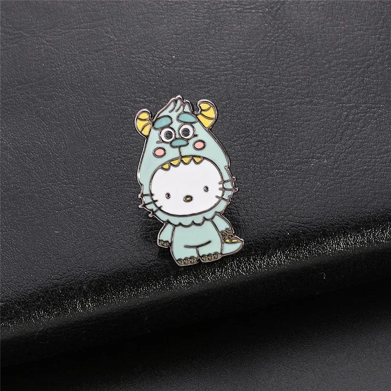 Monsters Mike Cat Enamel Brooch Pins Badge Cartoon Cat Lapel Pins Alloy Clothing Hats backpack Jeans Collocation