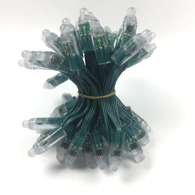 50pcs/lot DC5V/12V input WS2811 pixel module,12mm black/green Wire led string;Chrismas tree;waterproof with 3pin JST Connectors