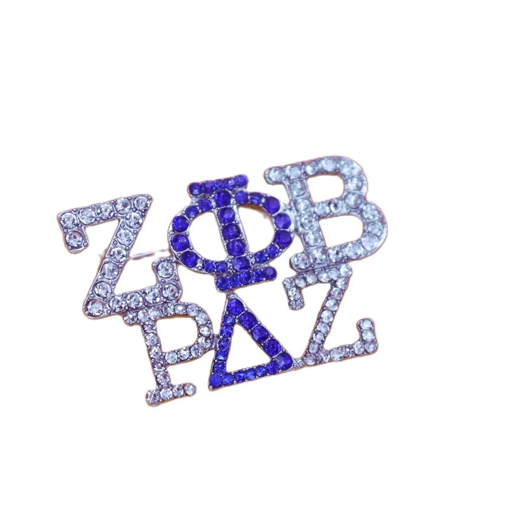 New Arrival Design Metal Alloy Crystal Rhinestone Paved Greek Life Sorority Zeta Phi Beta Rho Delta Zeta Brooch