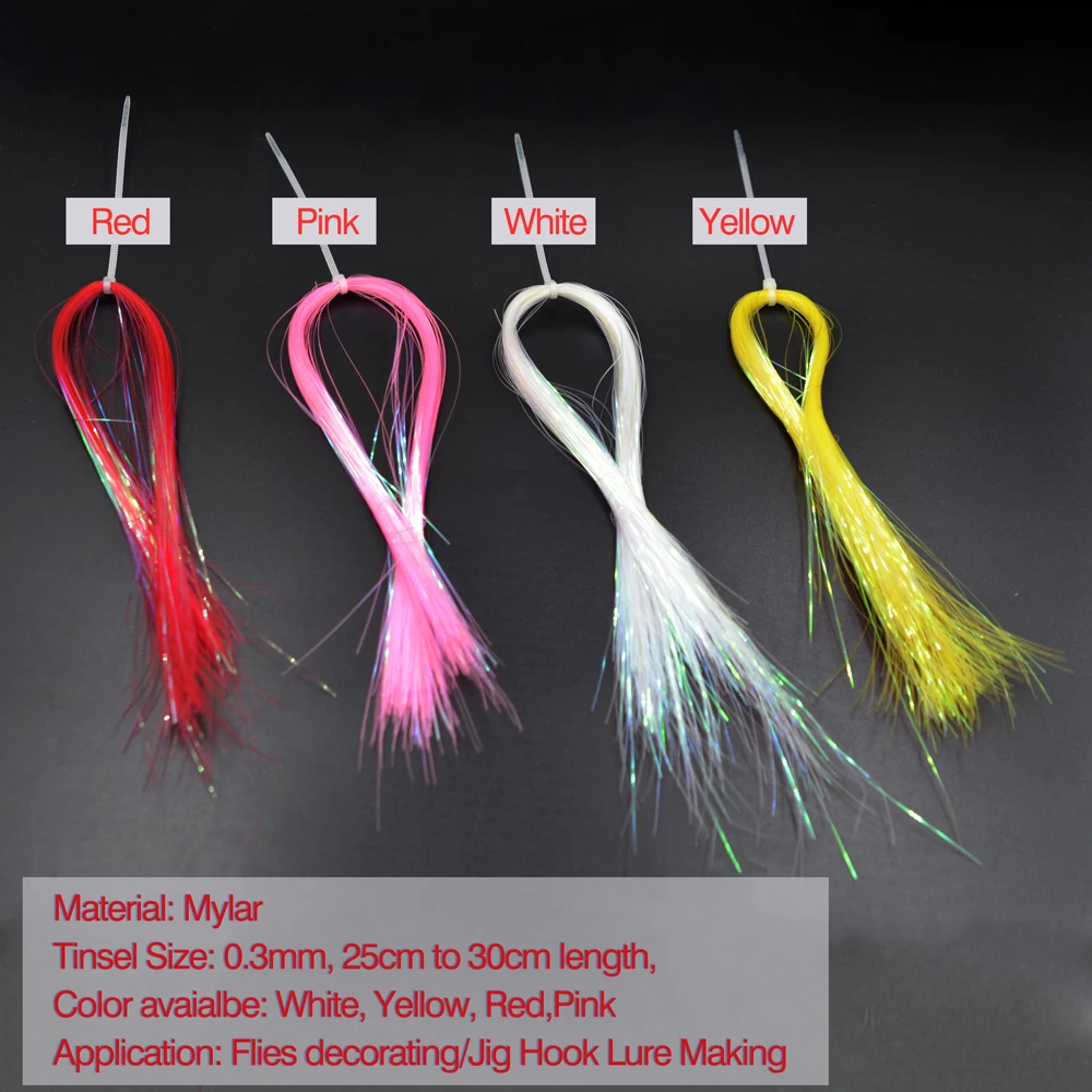 MNFT 20Packs Flat Glittering Mylar Crystal Flashabou Holographic Tinsel Jig Hook Lure Making Fishing Fly Fishing Tying Material