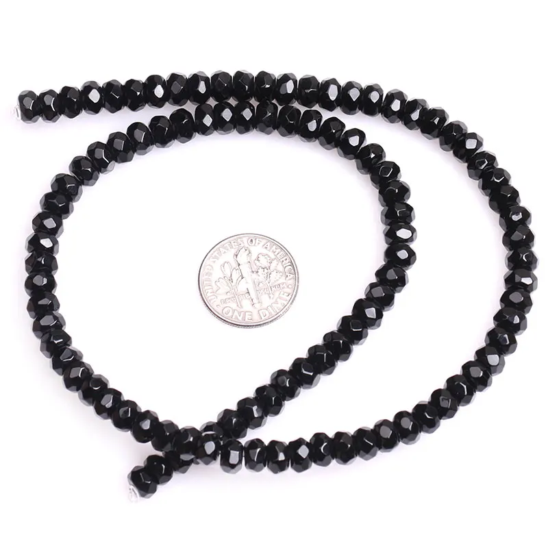 Natural Black Agates Rondelle Loose Spacer Faceted Accessorries Beads For Jewelry Making Strand 15 inch DIY Bead For Men Gifts