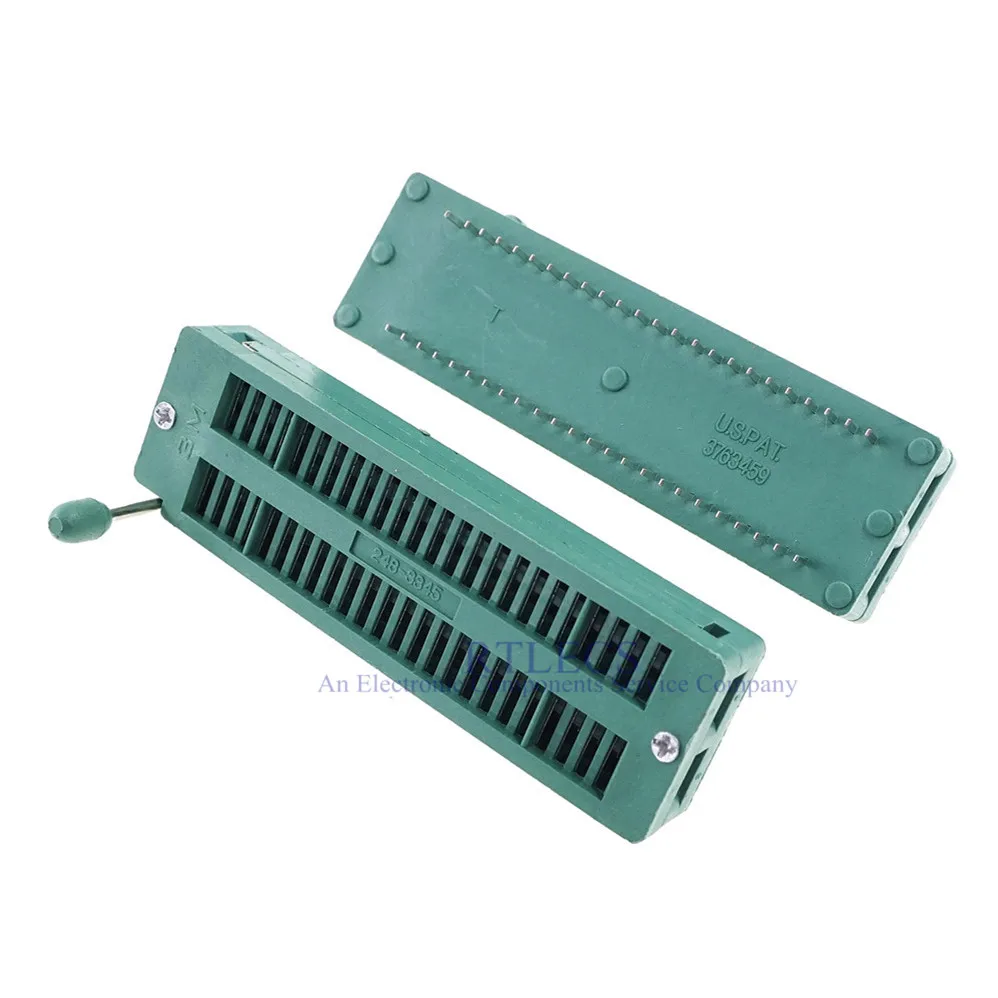 10pcs Test IC DIP ZIF ZIP Socket 48 Pin Pitch 2.54 mm Universal Dual Row Spacing 15.24 mm Tin plate 2x24 48 Position Grid