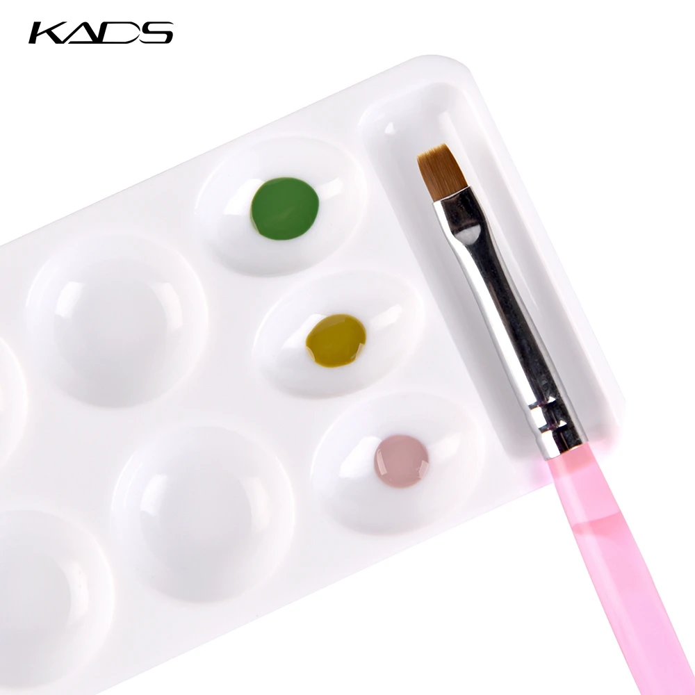 KADS Nail Art Color Palette 10 Grids Plastic Nail Gel Polish Drawing Color Mixing Plate Tray with Brush Holder DIY Painting Tool