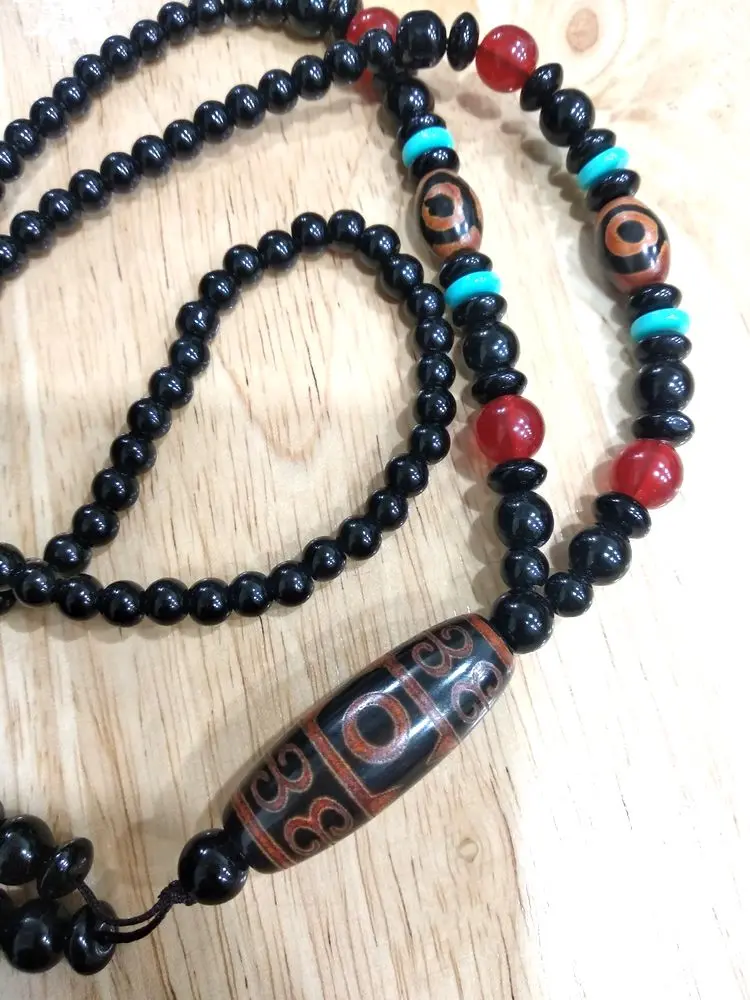 Admirable Tibetan Dzi Bead Amulet Bless Pendant the langauage of the Moslems Necklace 3 Eyes Hanging