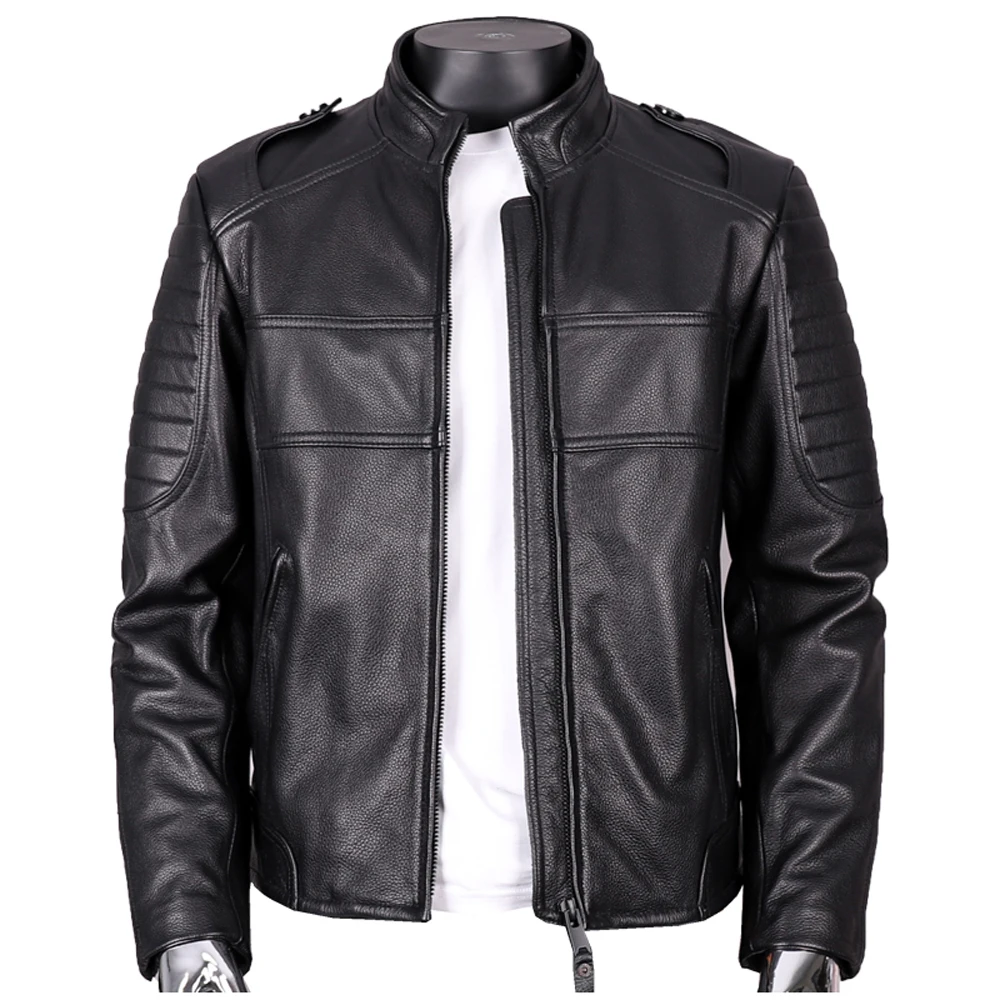 

2023 New Winter Cow Leather Man's Jacket Fashion Biker Mans Genuine Leather Coat Winter Windbreaker European and American Style