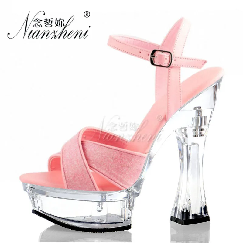 6 Inches Flash Hollow Open Toe Powder Shallow 14CM Super High Stripper Heeled Pole Dance Shoes Women Platform Sandals Bride Sexy