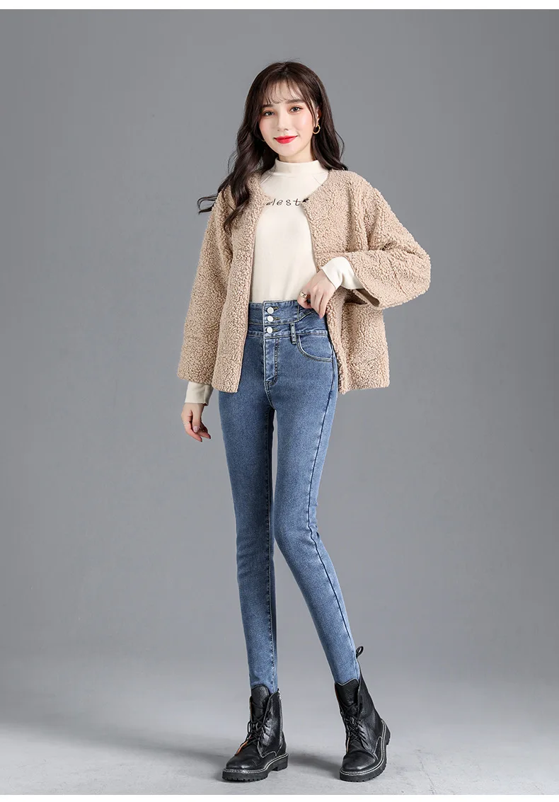 Thermal Winter Thick Fleece High-waist Warm Skinny Jeans Thick Women Stretch Button Pencil Pants Mom Casual Velvet Jeans 25 H9218ecd2d7364b10a42bde02e9dac8377