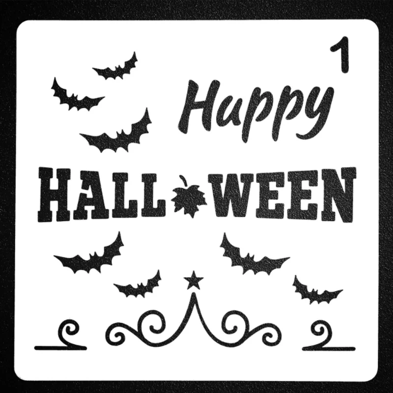 1 Sheet Happy HALLOWEEM Stencils DIY Walls Layering Painting Template Decoration Scrapbooking Diary Coloring Embossing Reusable