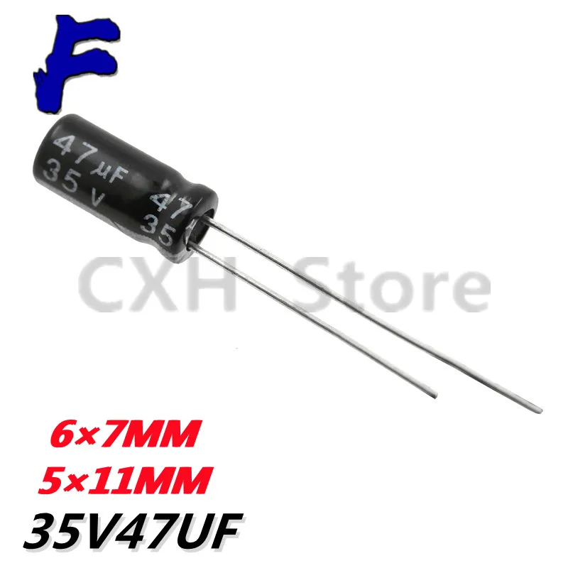 50PCS Higt quality 35V47UF 5*11mm 47UF 35V 5*11 Electrolytic capacitor 6*7mm 2 orders