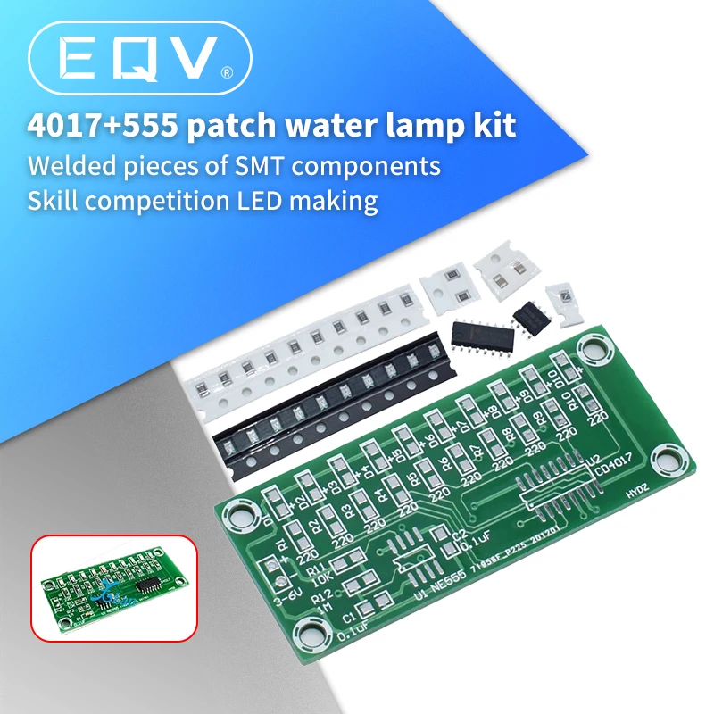 Smart Electronics Kit SMD Welding training NE555+CD4017 Light Water Flowing Light LED Module DIY Kit Learn electronic principles