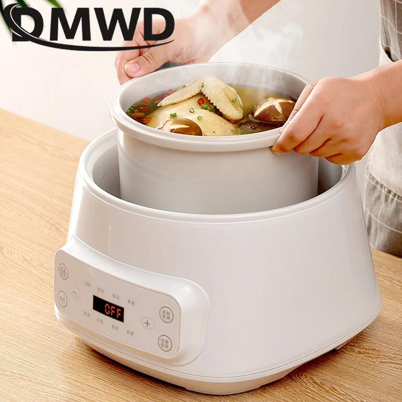 Intelligent Electric Slow Cooker Appointment Timing Food Steamer Ceramic Container Boiler Water Stew Soup Porridge Pot Anti-Dry
