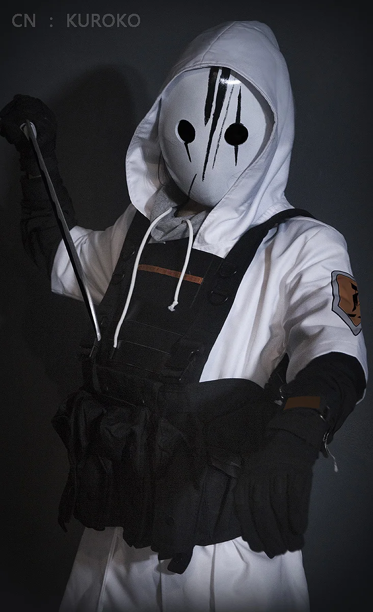 COSLEE [Customized] Game Arknights Reunion Movement Soldier Uniform Suit with mask Cosplay Costume Halloween Party Outfit Unisex