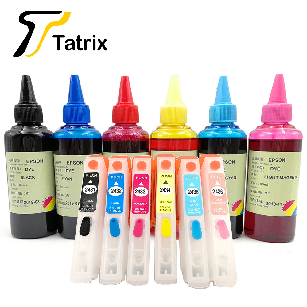 Tatrix T2431XL T2431 Empty Refillable Ink Cartridge For Epson XP-750 XP-760 XP-850 XP-860 XP-950 xp-960 printer with ARC chip