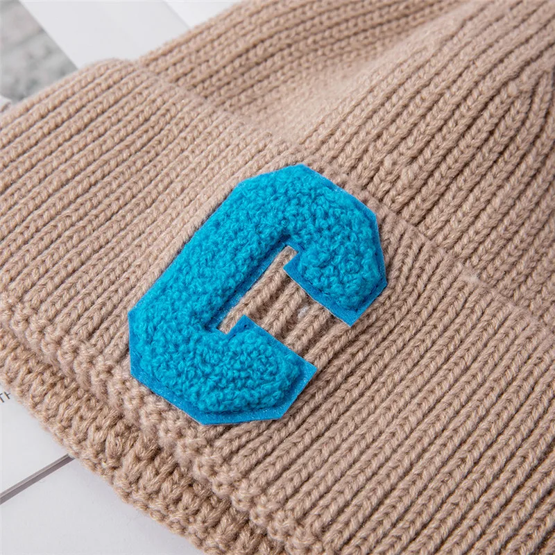 USPOP New Winter Hats Women Thick C Letter Knitted Hats Female Warm Skullies Beanies