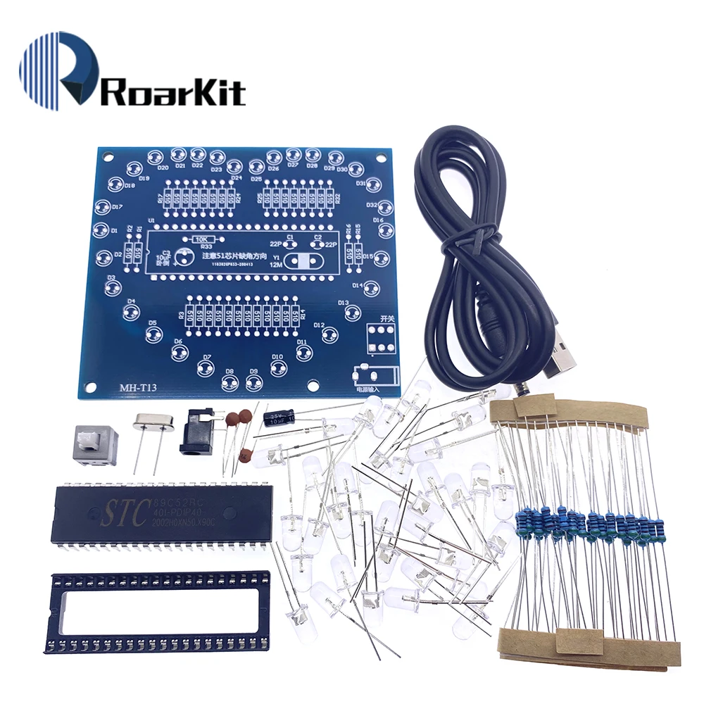 DIY Electronic Kit Heart Shape Colorful Glare LED RGB Module Love Water Light STC89C52 51 Single Chip Microcomputer DC 4.5V-5V