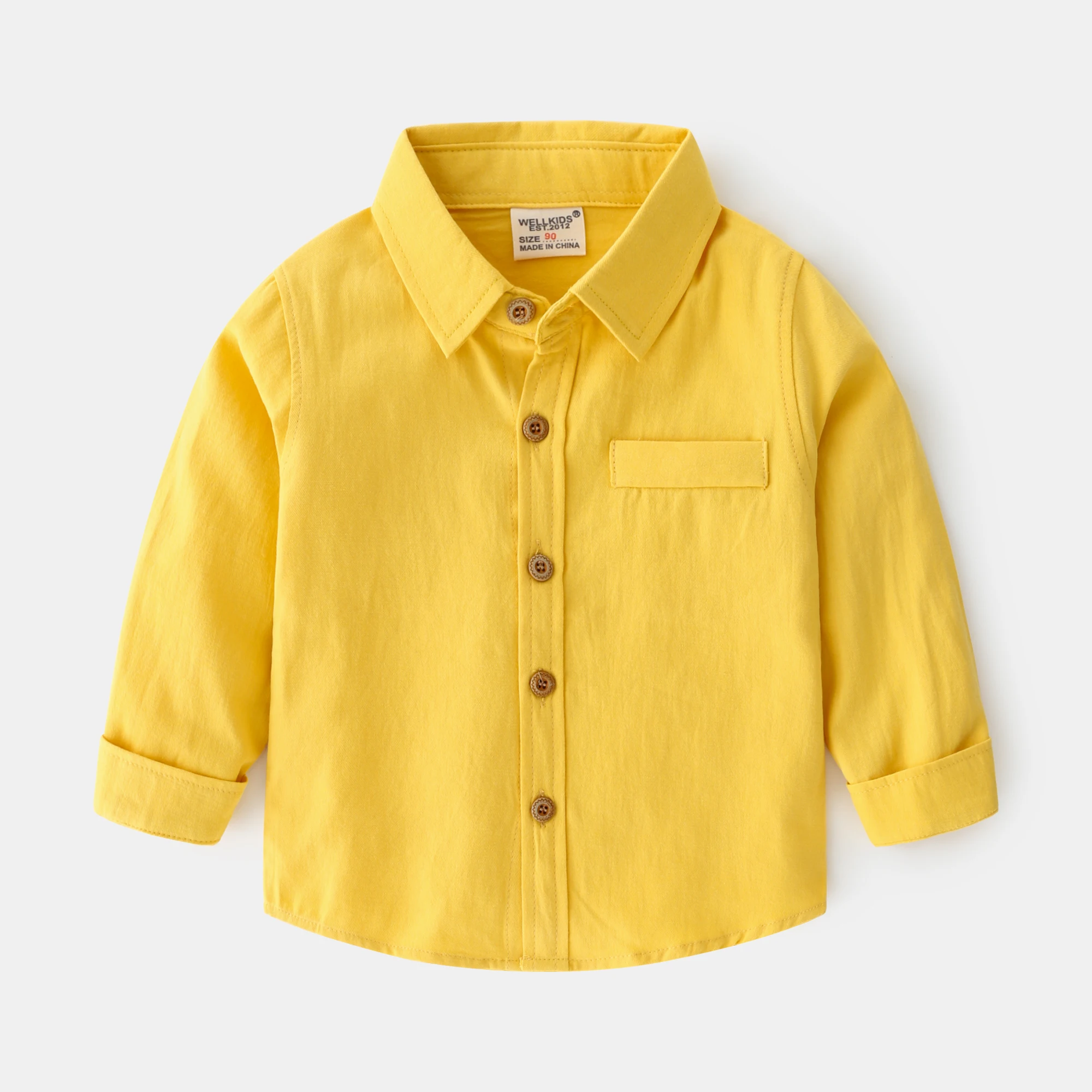 Baby Boys Shirt Long Sleeve Solid Color Shirts Spring Autumn Single Breasted Turn Down Collar Blouse Kids Tops