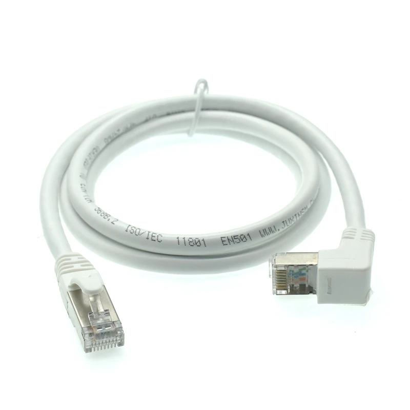 White Cat6 Ethernet Cable RJ45 Right Angle UTP Network Cable Patch Cord 90 Degree Cat6a Lan Short Cable For Laptop Router TV BOX