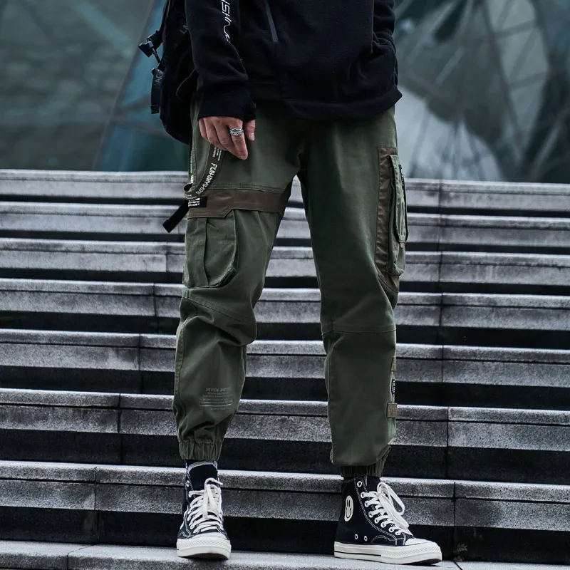 Single Road Mens Cargo Pants Men Fashion 2023 Side Pockets Hip Hop Techwear Joggers Male Japanese Streetwear Trousers Pants Men