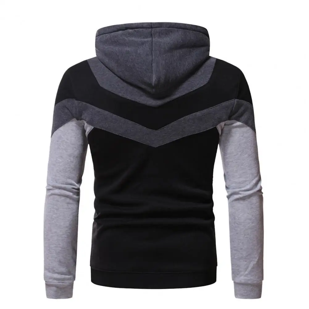 

Drawstring Fashion Contrast Colors Male Sweatshirt Anti-Fade Spring Hoodies Durable for Home