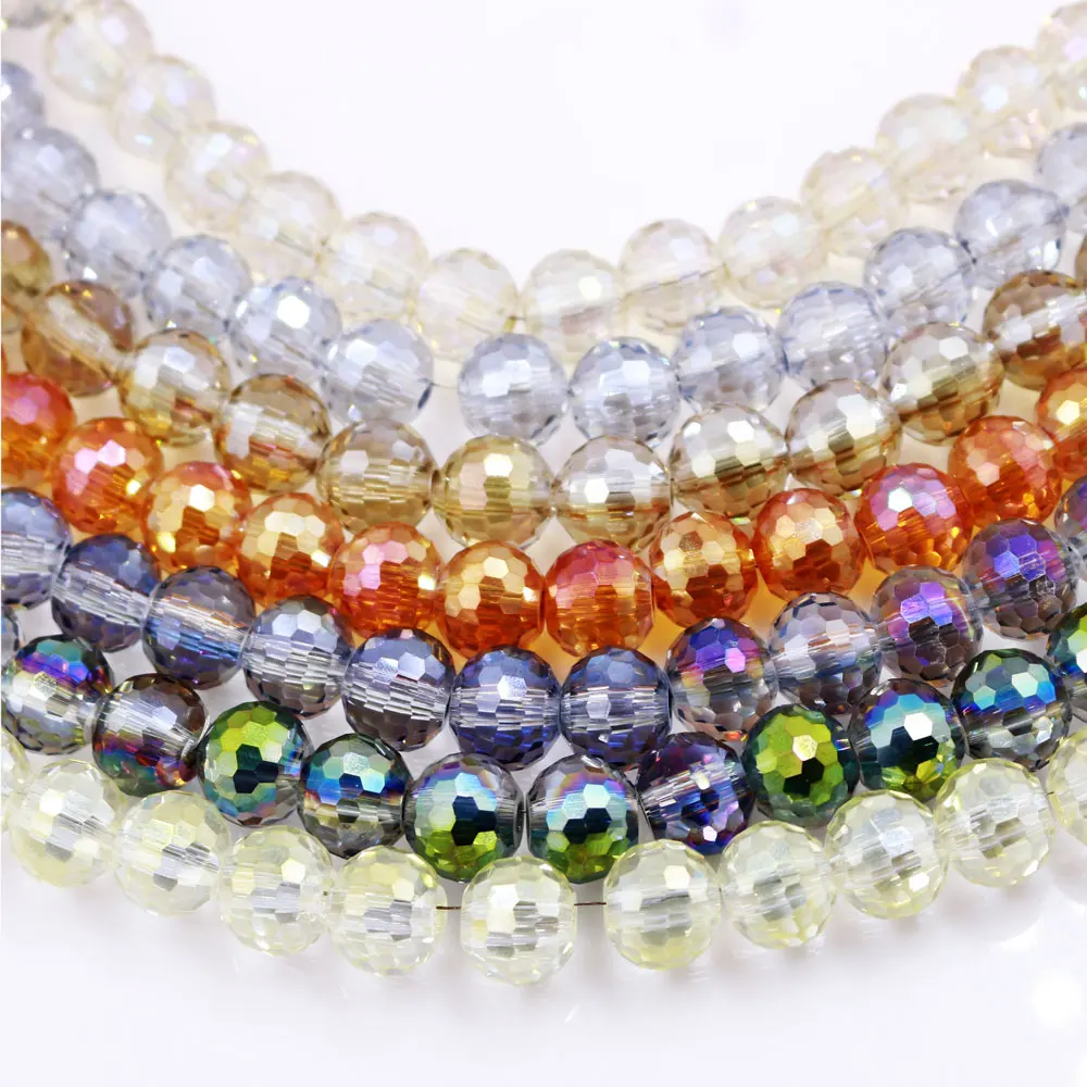 6/8/10/12MM Crystal Round Balls 96Faceted Glass Beads Crafts Material Jewelry Supplies for Jewelry Earing Aceesories Wholesale