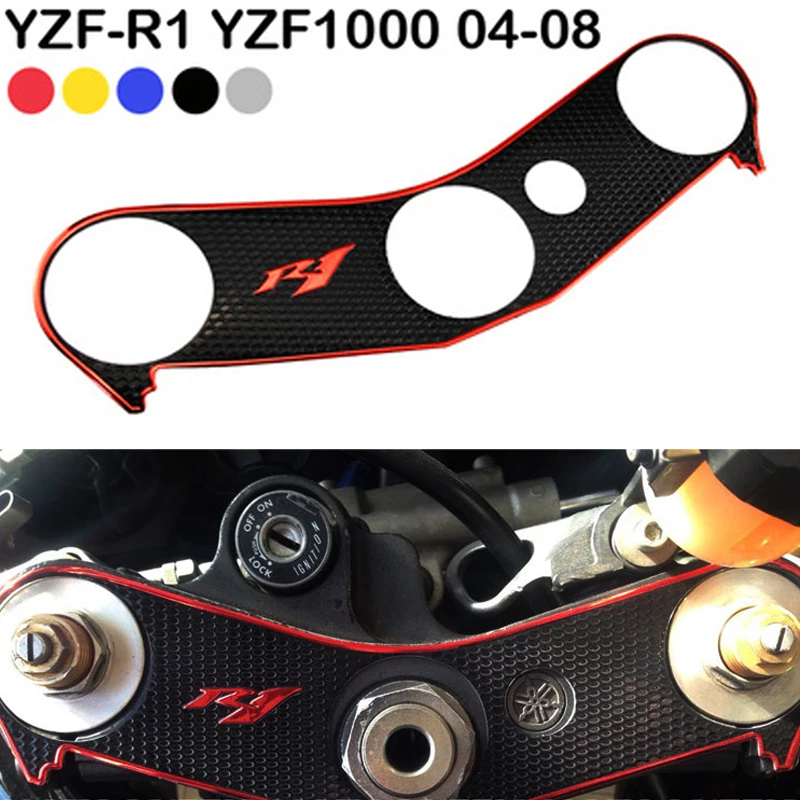 Per Yamaha YZF-R1 YZF R1 YZFR1 2004- 2008 piastra di protezione serbatoio moto forcella Badge staffa di sterzo copertura adesivo decalcomania