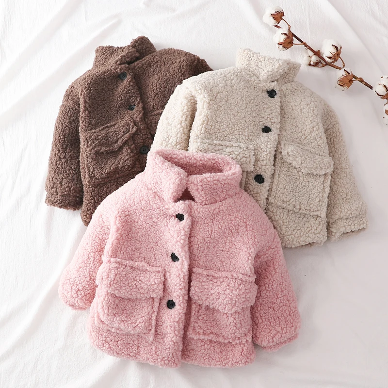 Fashion Baby Girl Boy Winter Jacket Thick Lamb Wool Infant Toddler Child Warm Sheep Like Coat Baby Outwear Cotton 1-8Y