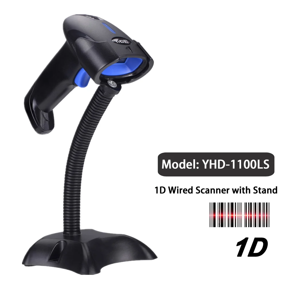 YHDAA 1D Laser Barcode Scanner with Stand CIS Bar Code Reader Plus Holder for Win7/8/10 MAC OS Computer POS System