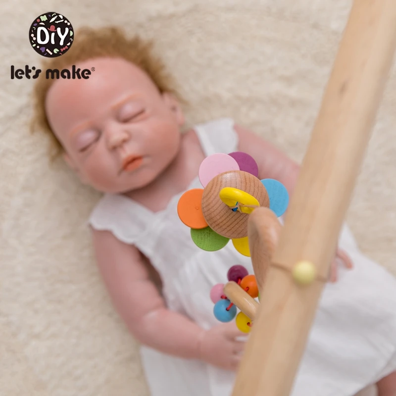 Let's make 1pc Mobile Wooden Ball Rattle Set Bed Stroller Baby Toys 0-12 Month Spiral Baby Hanging Crib Mobile Bed Bell For Baby