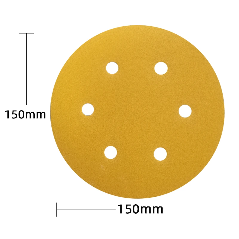 10 Pcs 6-inch 6-hole Sandpaper Pneumatic Sander Round Self-adhesive Flocking 150mm Polishing Sandpaper Sheet