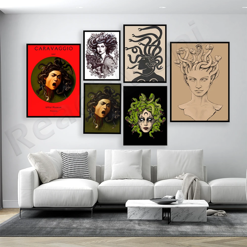 Michelangelo Merisi da Caravaggio, exhibition museum prints, surrealism, classical paintings, Medusa posters