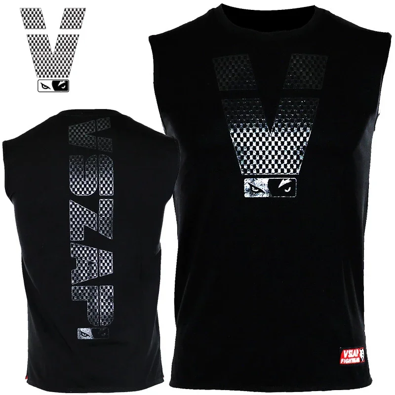 VSZAP Boxing Jerseys MMA Sleeveless T-shirt Fitness Training Gym T Shirt Combat Fighting Wolf Running Muay Thai T Shirt