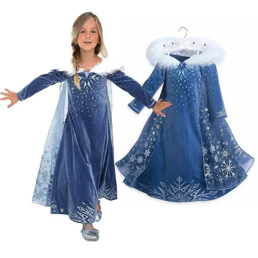 Disney Elsa Princess Dress Christmas Party Costumes Children Birthday Vestidos Robe Kids Frozen 2 Clothes Costume Girl Dress