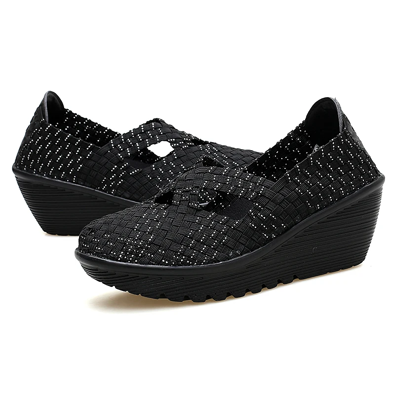 New spring women platform shoes women slip on casual hand made breathable woven shoes wedge sandals shoes women footwear shoes