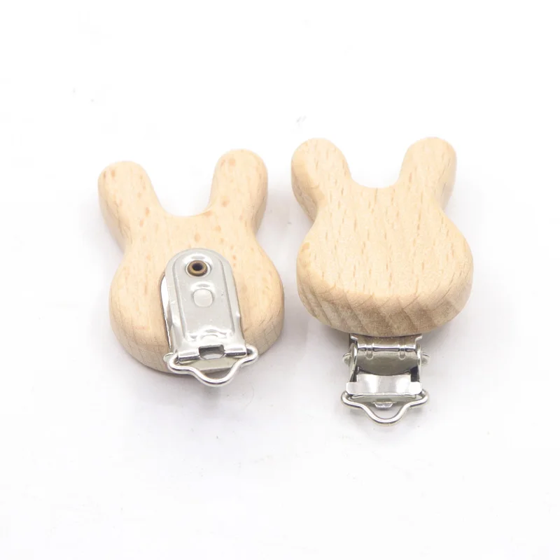 10pcs Pacifier Wooden Birds Clip Baby Teether Rabbit Ecofriendly Crafts Wooden Dummy Clips For Baby Newborn Dummy Clip Chains