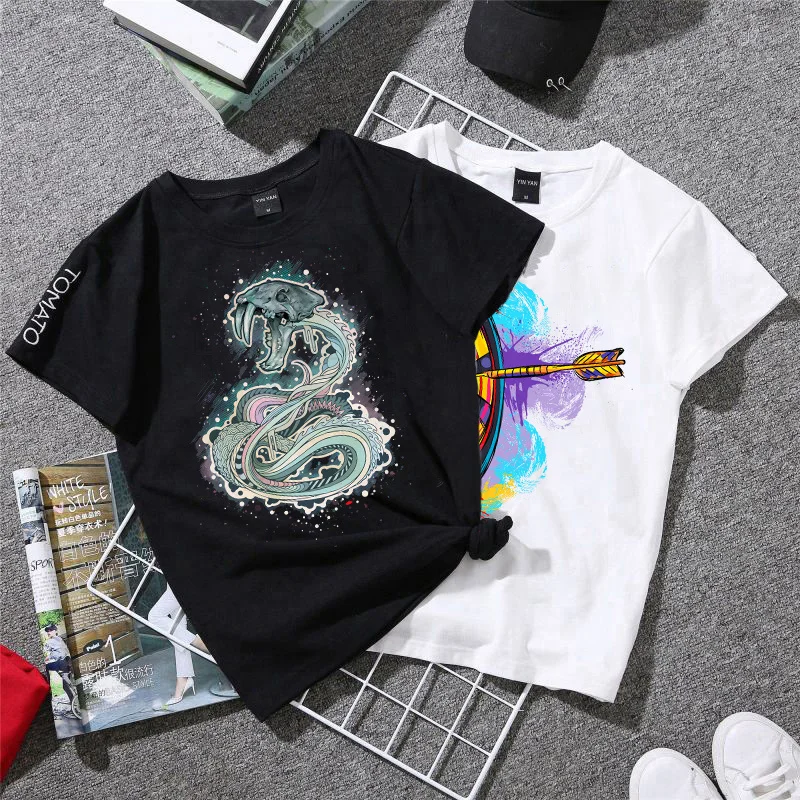 Beautiful Color Hand-painted Car Wheel Hourglass Pattern Iron Popular Heat Transfer Custom Heat Sticker On Men's T-shirts