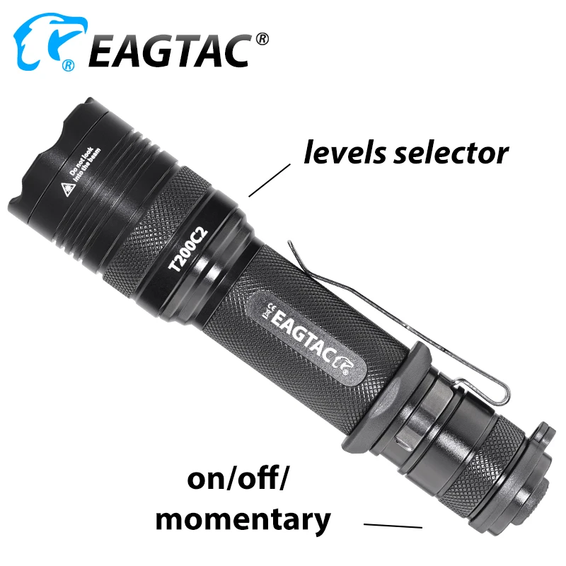 EAGTAC T200C2 XML2 SFT40 1277lm LED Flashlight Police Lantern Light 18650 CR23A Battery 365NM UV XPL HI Long Throw Hunting Torch