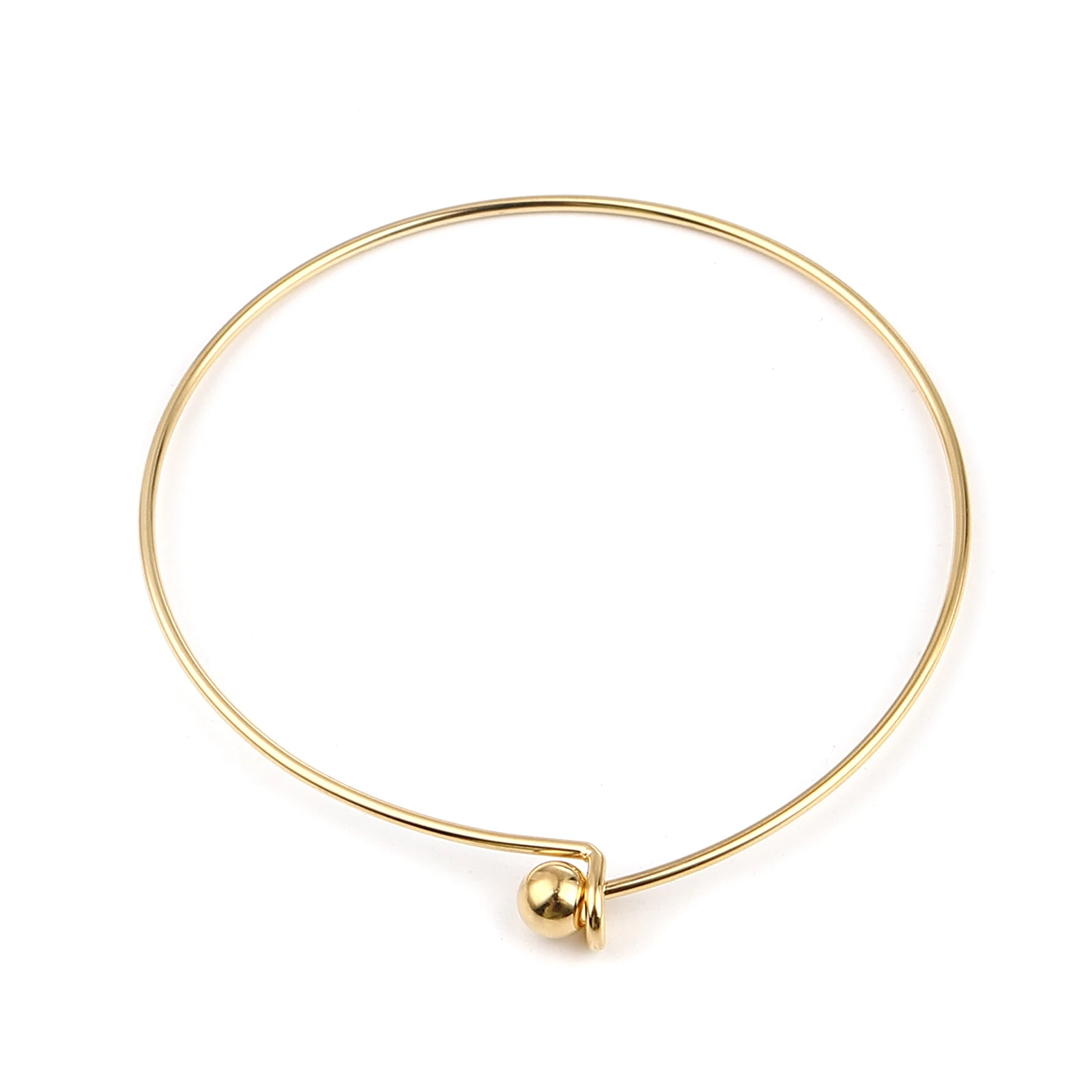 Stainless Steel Bangles Bracelets Circle Ring Gold Color Adjustable 21cm(8 2/8\