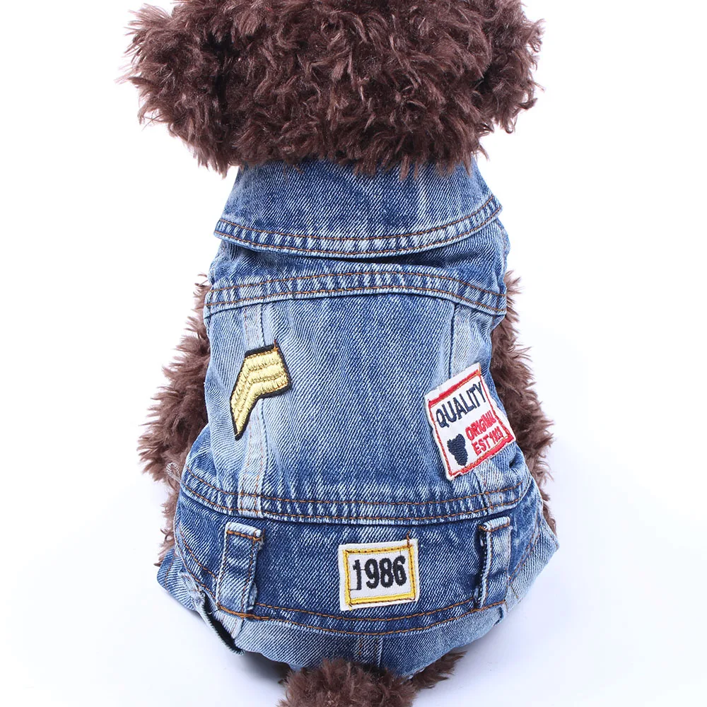 Dog Pet Denim tuta pantaloni Pet Puppy Coat Jacket primavera/autunno abiti 6 taglie