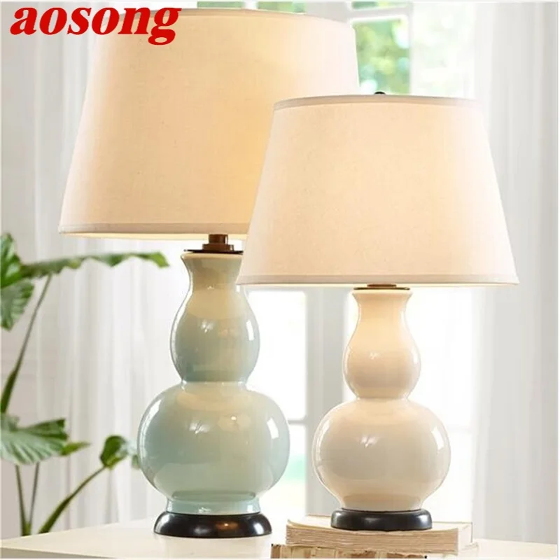AOSONG Table Lamp Desk Ceramic Modern Office Luxury Decoration Bed LED Light For Home