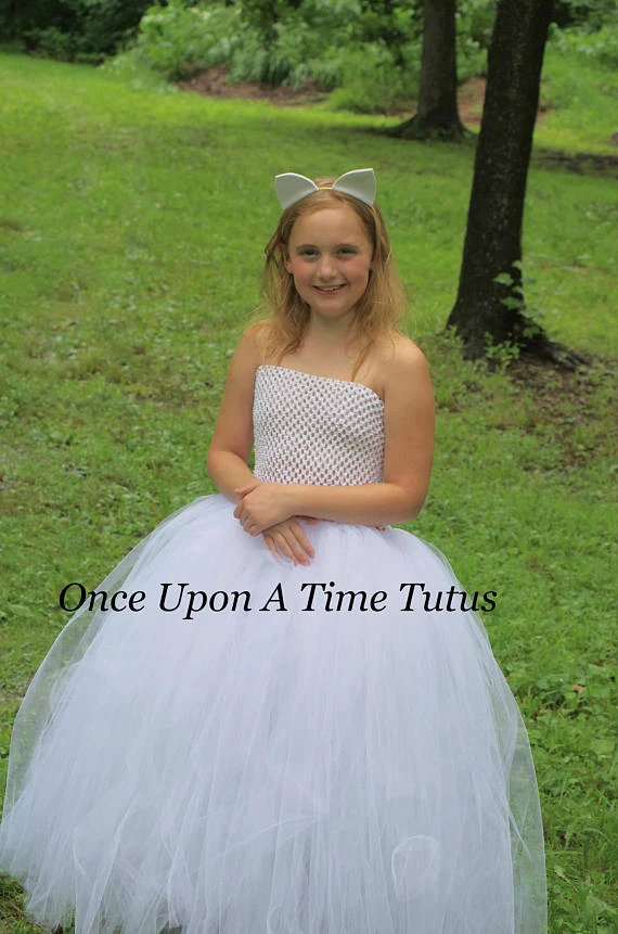 Vestido de tul para niña, vestido de tul con lazo para el pelo, corsé de ganchillo blanco para niña, disfraz para fiesta de cumpleaños y boda