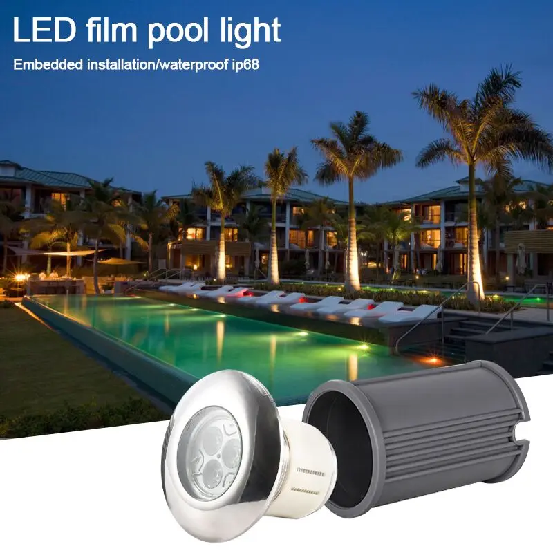 5pcs/lot Stainless Steel LED Pool light AC12VConcrete surface mounted Submersible lamp IP68 Waterproof Recessed Light