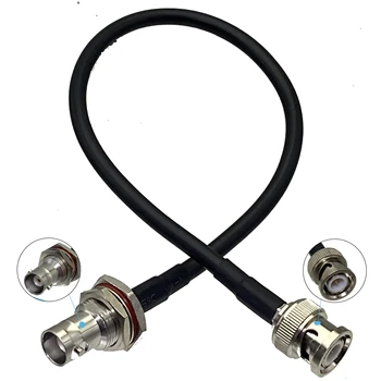 RG58 BNC หญิง BULKHEAD TO BNC ปลั๊ก CRIMP RF COAXIAL JUMPER Pigtail CABLE สําหรับวิทยุเสาอากาศ 6 นิ้ว ~ 20M