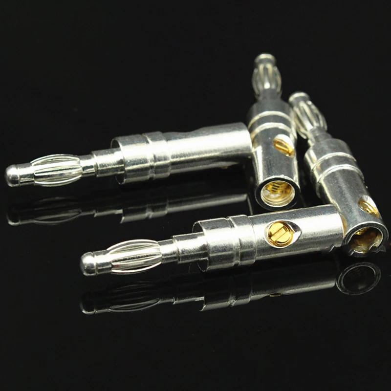 8Pcs Audio Pure Silver Plated Banana Plug Speaker Cable Wire Connector(Without Logo)