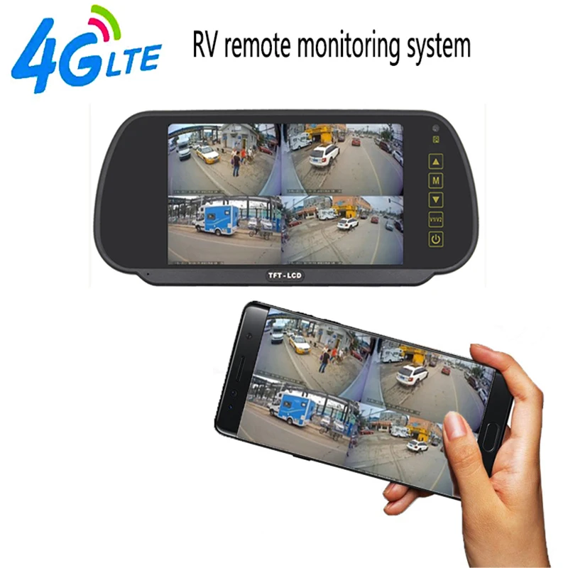 4G RV remote car hard disk monitor 4 channel HD camera car DVR recorder RV monitor system