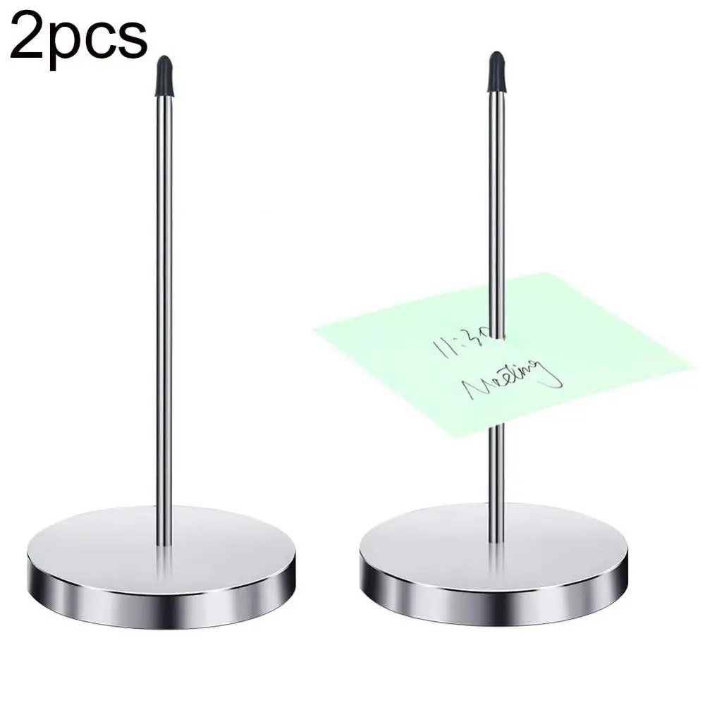 2Pcs Safe Memo Holder Spike Stick Straight Rod Metal Receipt Bill Paper Note Holder Spike with Stand Office Table Tool