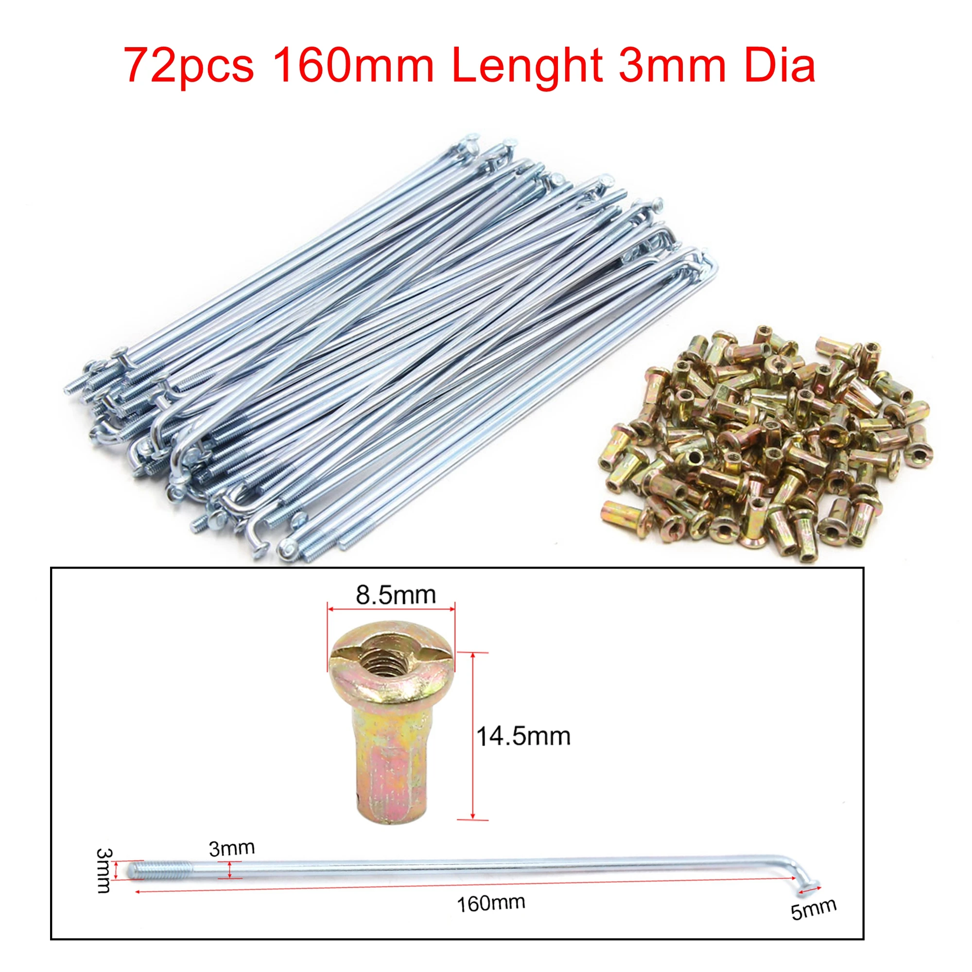 Variant: 72pcs 160mm 3mm Dia