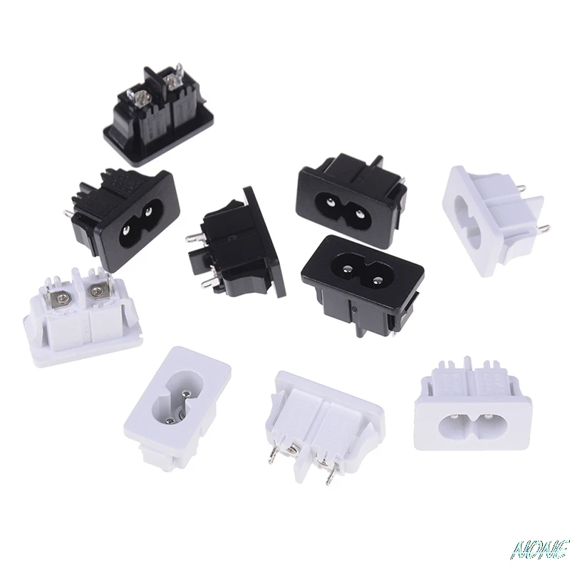 5Pcs/lot 2.5A 250V AC Iec320 C8 Male 2 Pins Power Inlet Socket Connector